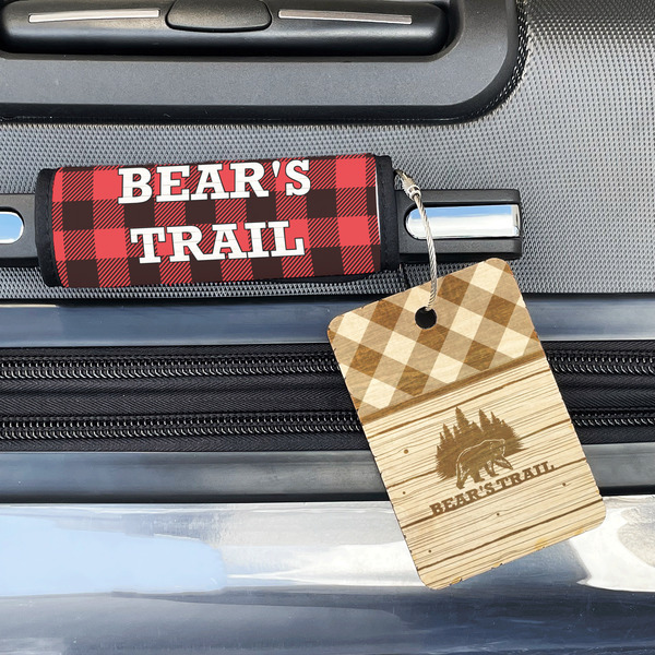 Lumberjack Plaid Wood Luggage Tags - Rectangle - Lifestyle