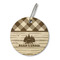 Lumberjack Plaid Wood Luggage Tag - Round (Personalized)