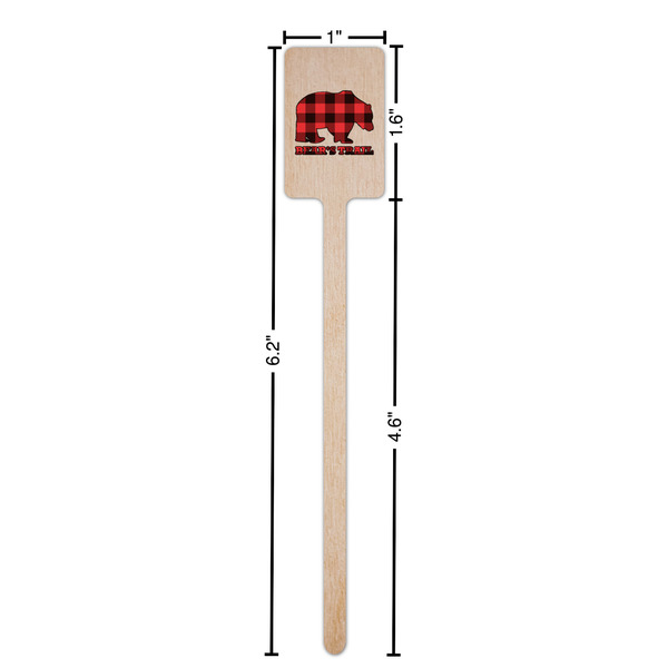 Lumberjack Plaid Wooden 6.25" Stir Stick - Rectangular - Dimensions