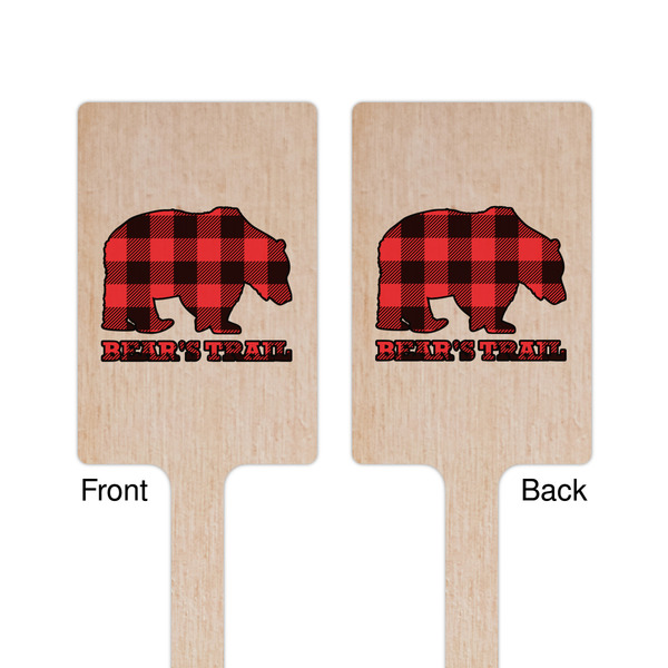 Lumberjack Plaid Wooden 6.25" Stir Stick - Rectangular - Double Sided - Front & Back