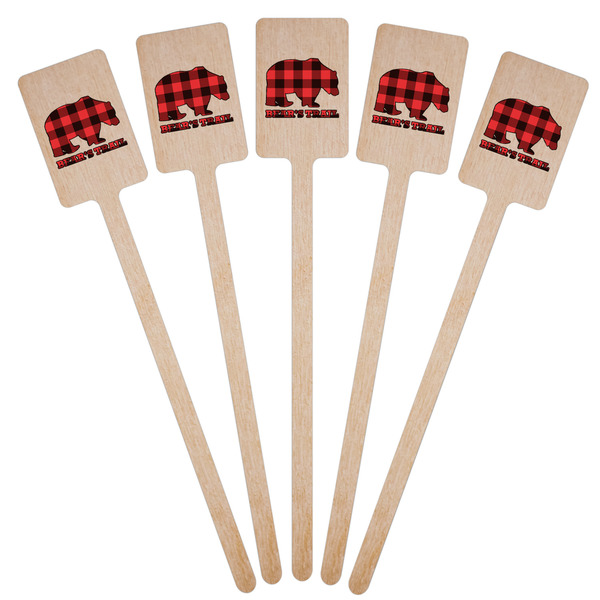 Lumberjack Plaid Wooden 6.25" Stir Stick - Rectangular - Fan View