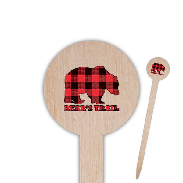 Custom Lumberjack Plaid Round Wooden Food Picks (Personalized)