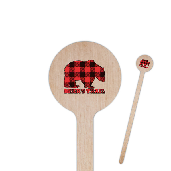 Custom Lumberjack Plaid 6" Round Wooden Stir Sticks - Double Sided (Personalized)