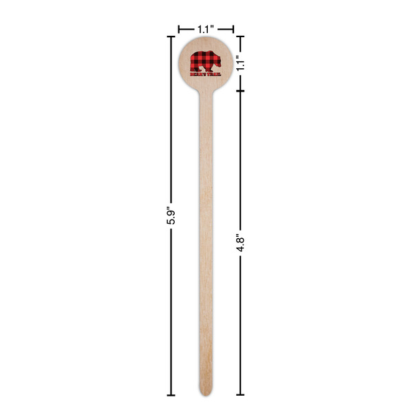 Lumberjack Plaid Wooden 6" Stir Stick - Round - Dimensions