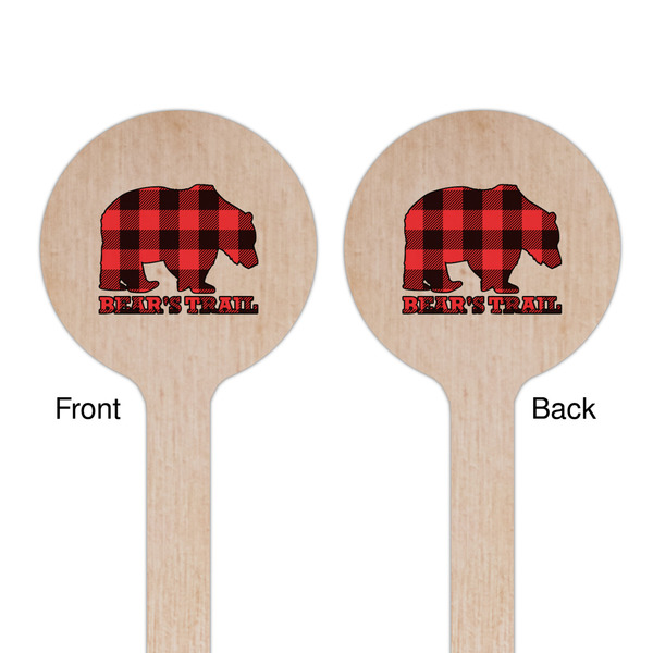 Lumberjack Plaid Wooden 6" Stir Stick - Round - Double Sided - Front & Back