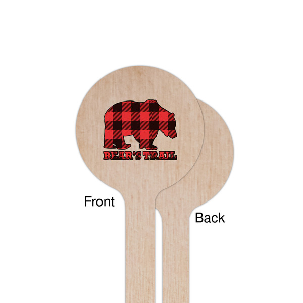 Lumberjack Plaid Wooden 7.5" Stir Stick - Round - Single Sided - Front & Back