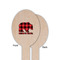 Lumberjack Plaid Wooden Food Pick - Oval - Single Sided - Front & Back