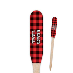 Lumberjack Plaid Paddle Wooden Food Picks - Double Sided (Personalized)