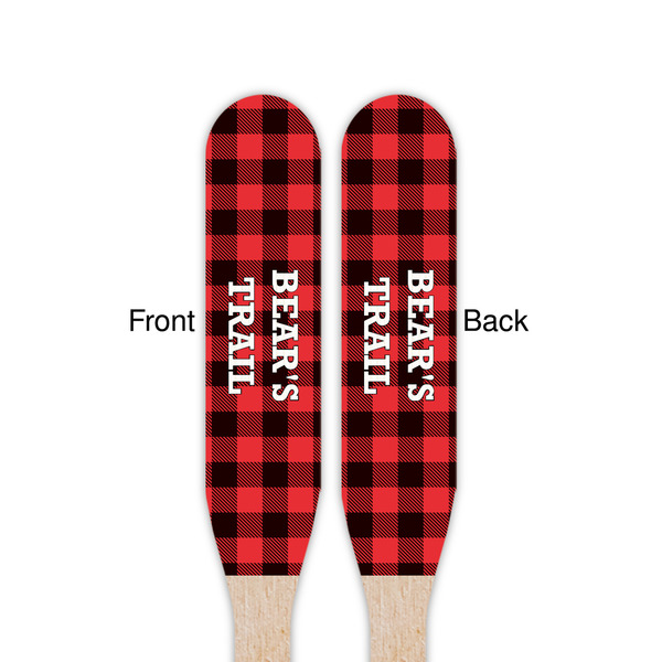 Lumberjack Plaid Wooden Food Pick - Paddle - Double Sided - Front & Back