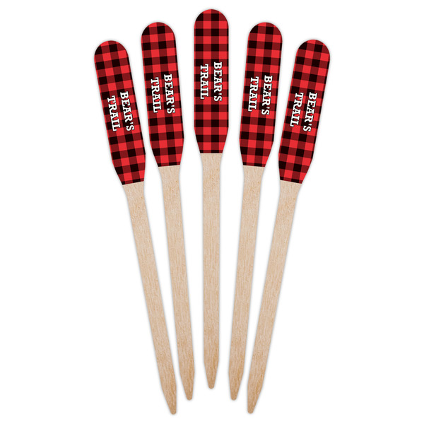 Lumberjack Plaid Wooden Food Pick - Paddle - Fan View