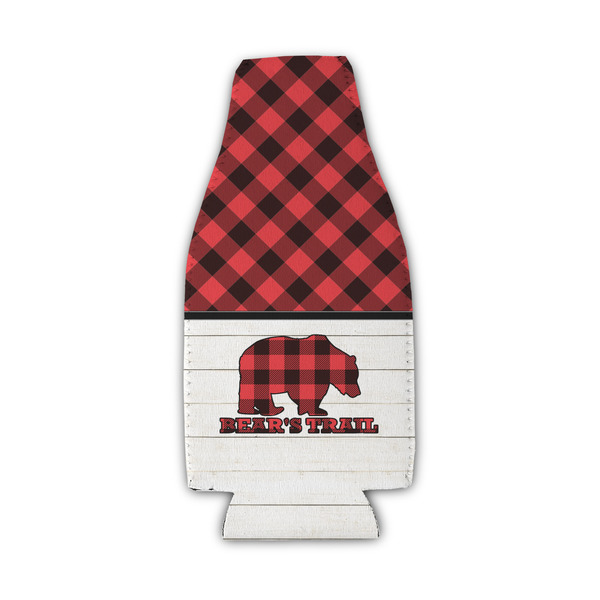 Custom Lumberjack Plaid Zipper Bottle Cooler (Personalized)