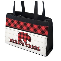 Lumberjack Plaid Zippered Everyday Tote w/ Name or Text