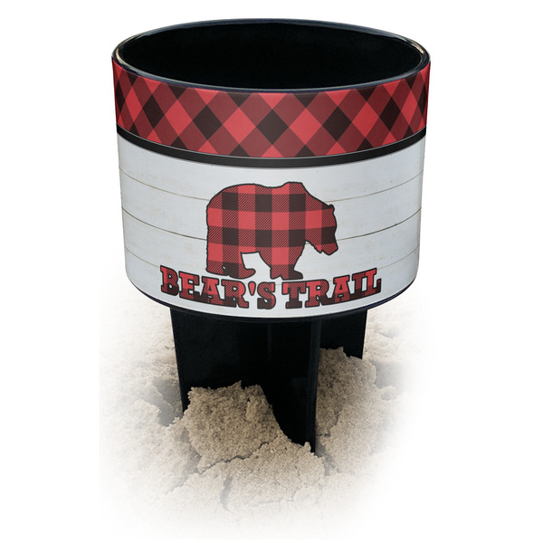 Custom Lumberjack Plaid Black Beach Spiker Drink Holder (Personalized)