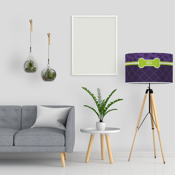 Pawprints & Bones 12" Drum Lampshade - LIFESTYLE