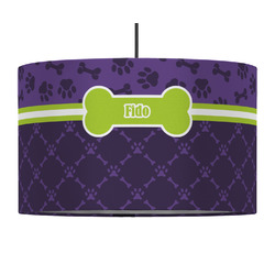 Pawprints & Bones 12" Drum Pendant Lamp - Fabric (Personalized)