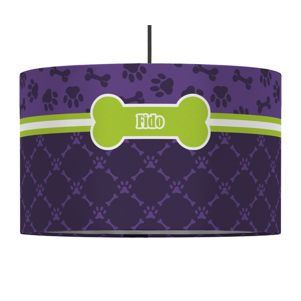 Pawprints & Bones 12" Drum Lampshade - PENDANT (Fabric)