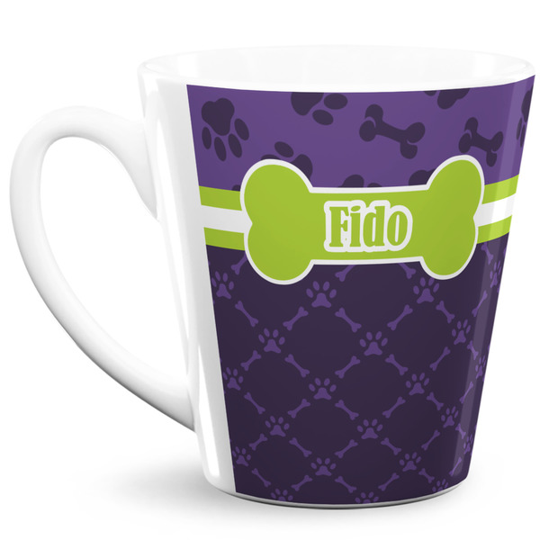 Custom Pawprints & Bones 12 Oz Latte Mug (Personalized)