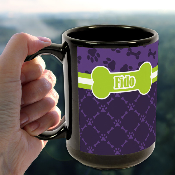 Pawprints & Bones 15oz. Black Mug - LIFESTYLE