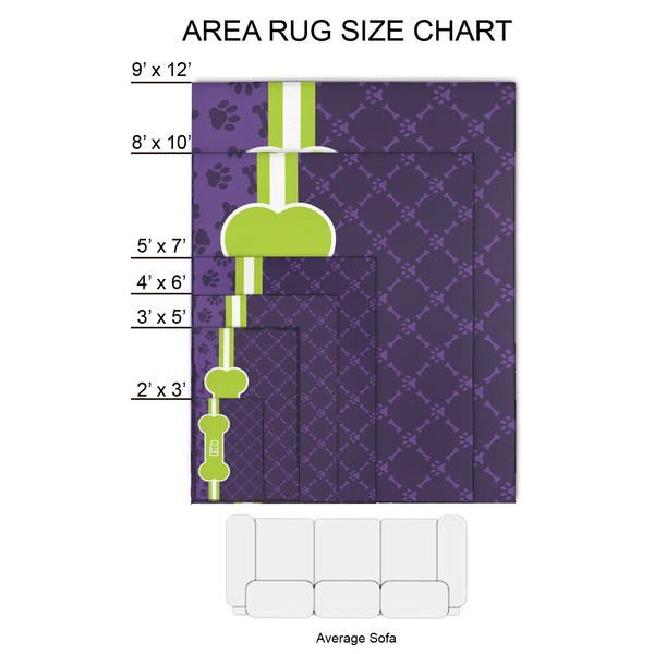 Pawprints & Bones 2'x3' Indoor Area Rugs - Size Chart