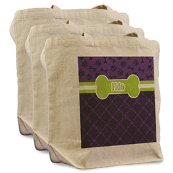 Pawprints & Bones Reusable Cotton Grocery Bags - Set of 3 (Personalized)