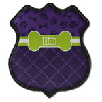 Pawprints & Bones Iron On Shield Patch C w/ Name or Text