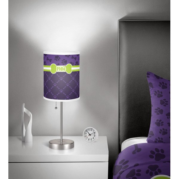 Pawprints & Bones 7 inch drum lamp shade - in room