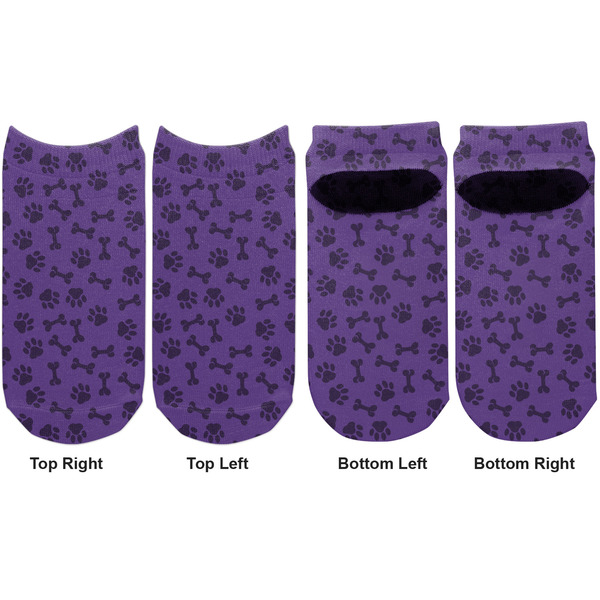 Pawprints & Bones Adult Ankle Socks - Double Pair - Front and Back - Apvl