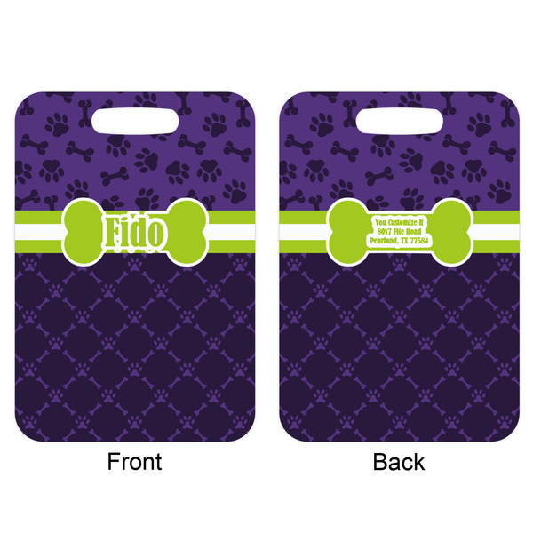 Pawprints & Bones Aluminum Luggage Tag (Front + Back)