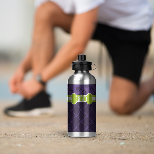 Pawprints & Bones Aluminum Water Bottle - Silver LIFESTYLE
