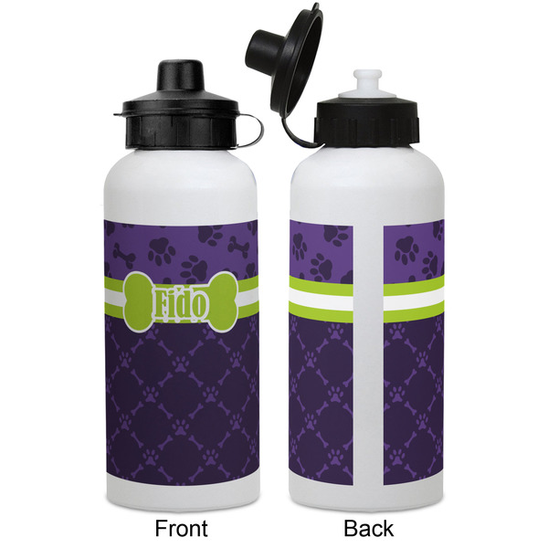 Pawprints & Bones Aluminum Water Bottle - White APPROVAL