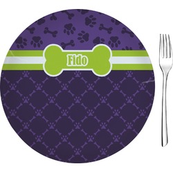 Pawprints & Bones 8" Glass Appetizer / Dessert Plates - Single or Set (Personalized)