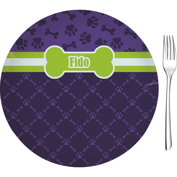 Custom Pawprints & Bones 8" Glass Appetizer / Dessert Plates - Single or Set (Personalized)