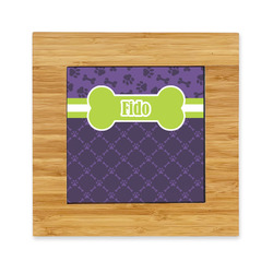 Pawprints & Bones Bamboo Trivet with Ceramic Tile Insert (Personalized)