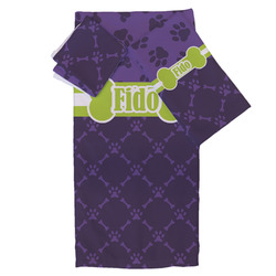 Pawprints & Bones Bath Towel Set - 3 Pcs (Personalized)