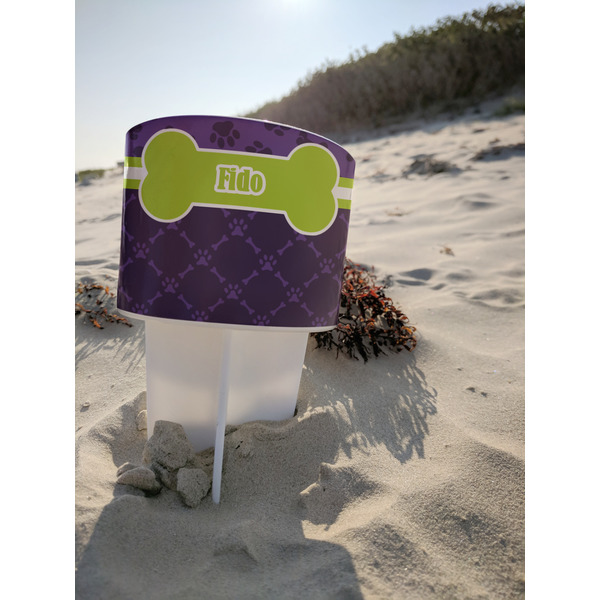 Pawprints & Bones Beach Spiker white on beach with sand