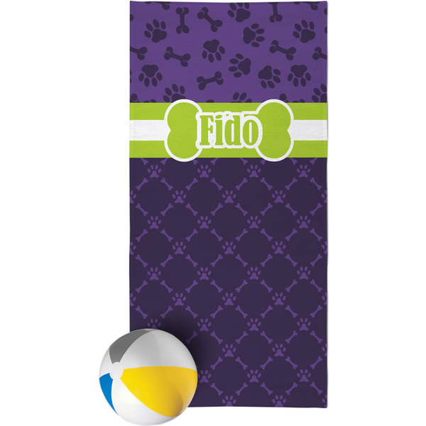 Custom Pawprints & Bones Beach Towel (Personalized)