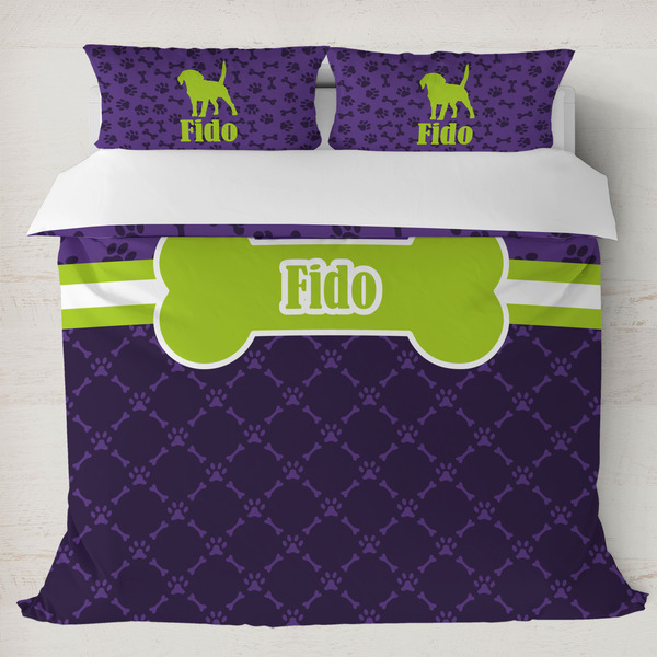 Custom Pawprints & Bones Duvet Cover Set - King (Personalized)