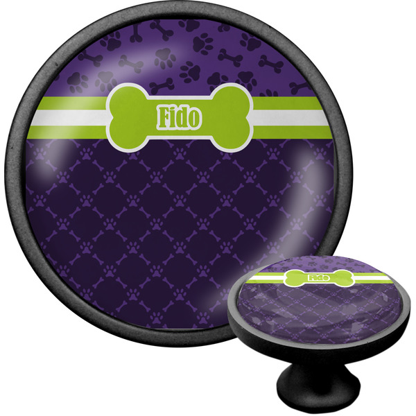 Custom Pawprints & Bones Cabinet Knob (Black) (Personalized)