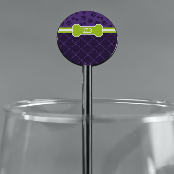 Pawprints & Bones Black Plastic 5.5" Stir Stick - Round - Main