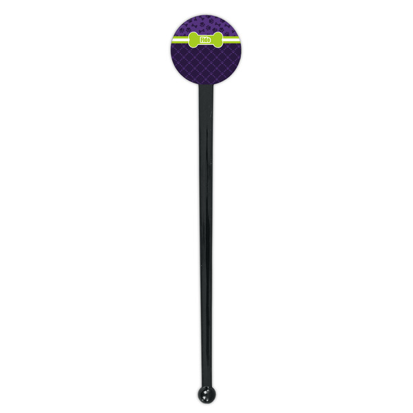 Pawprints & Bones Black Plastic 7" Stir Stick - Round - Single Stick