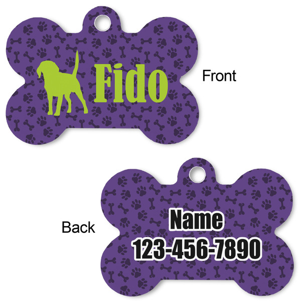 Pawprints & Bones Bone Shaped Dog ID Tag - Large - Approval