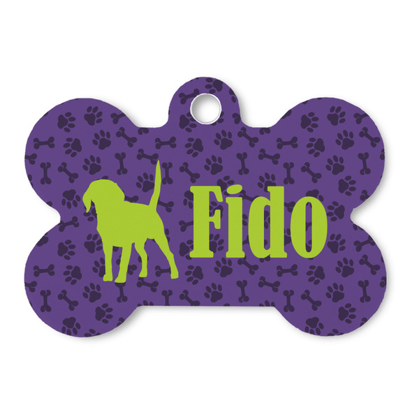 Custom Pawprints & Bones Bone Shaped Dog ID Tag - Large (Personalized)