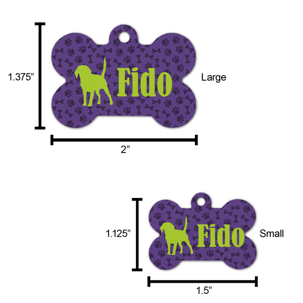 Pawprints & Bones Bone Shaped Dog ID Tag - Large - Scale