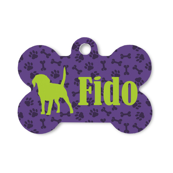 Custom Pawprints & Bones Bone Shaped Dog ID Tag - Small (Personalized)