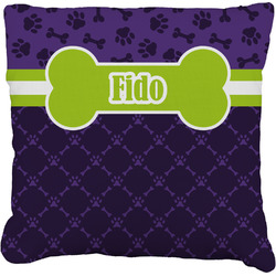 Pawprints & Bones Faux-Linen Throw Pillow 16" (Personalized)