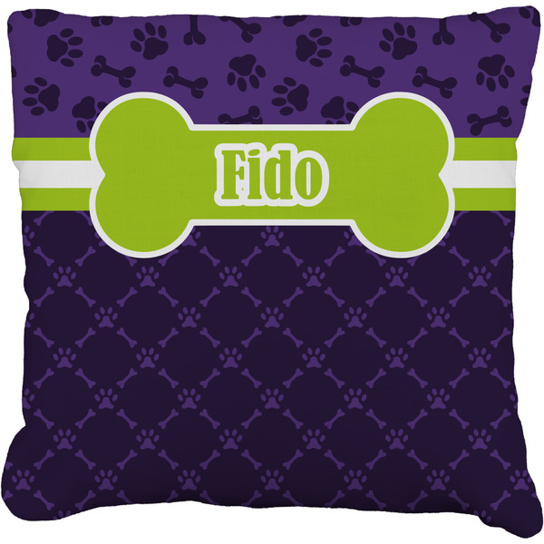 Custom Pawprints & Bones Faux-Linen Throw Pillow 16" (Personalized)