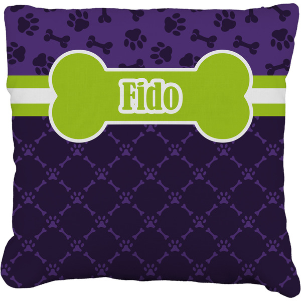 Custom Pawprints & Bones Faux-Linen Throw Pillow 18" (Personalized)