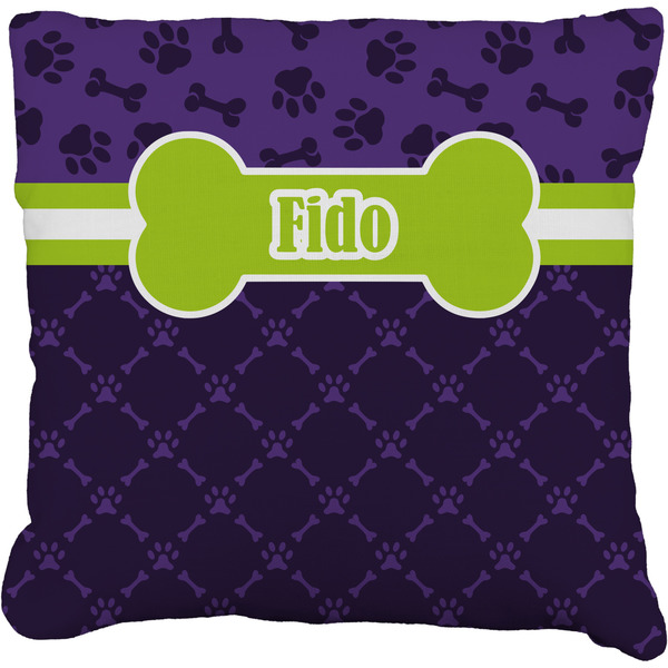 Custom Pawprints & Bones Faux-Linen Throw Pillow 20" (Personalized)