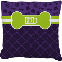 Pawprints & Bones Faux-Linen Throw Pillow 26" (Personalized)