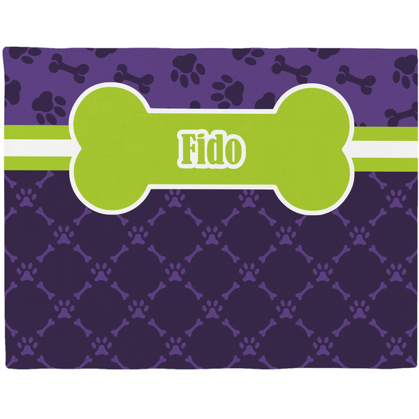 Custom Pawprints & Bones Woven Fabric Placemat - Twill w/ Name or Text